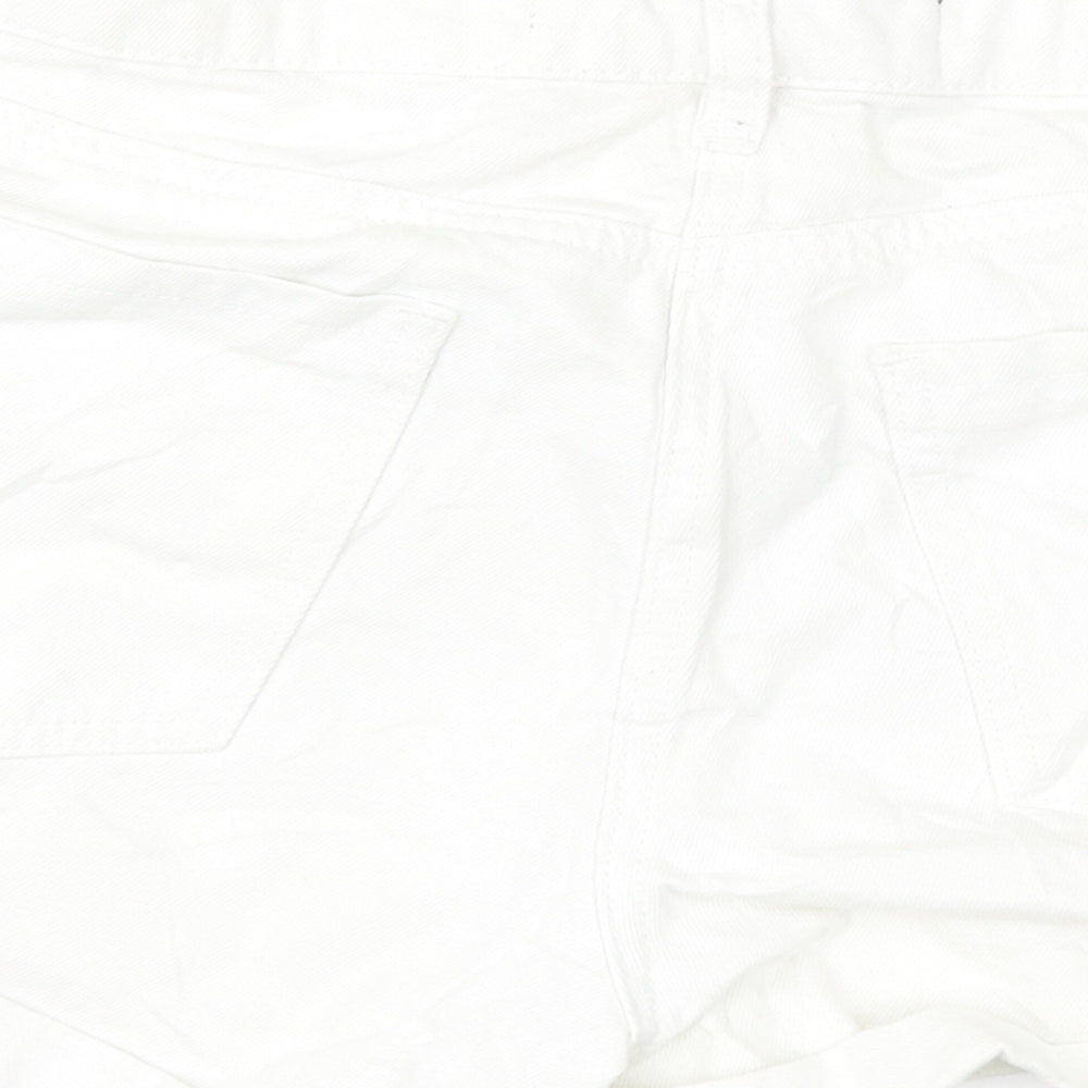 NEXT Womens White  Denim Cut-Off Shorts Size 12 - ripped details