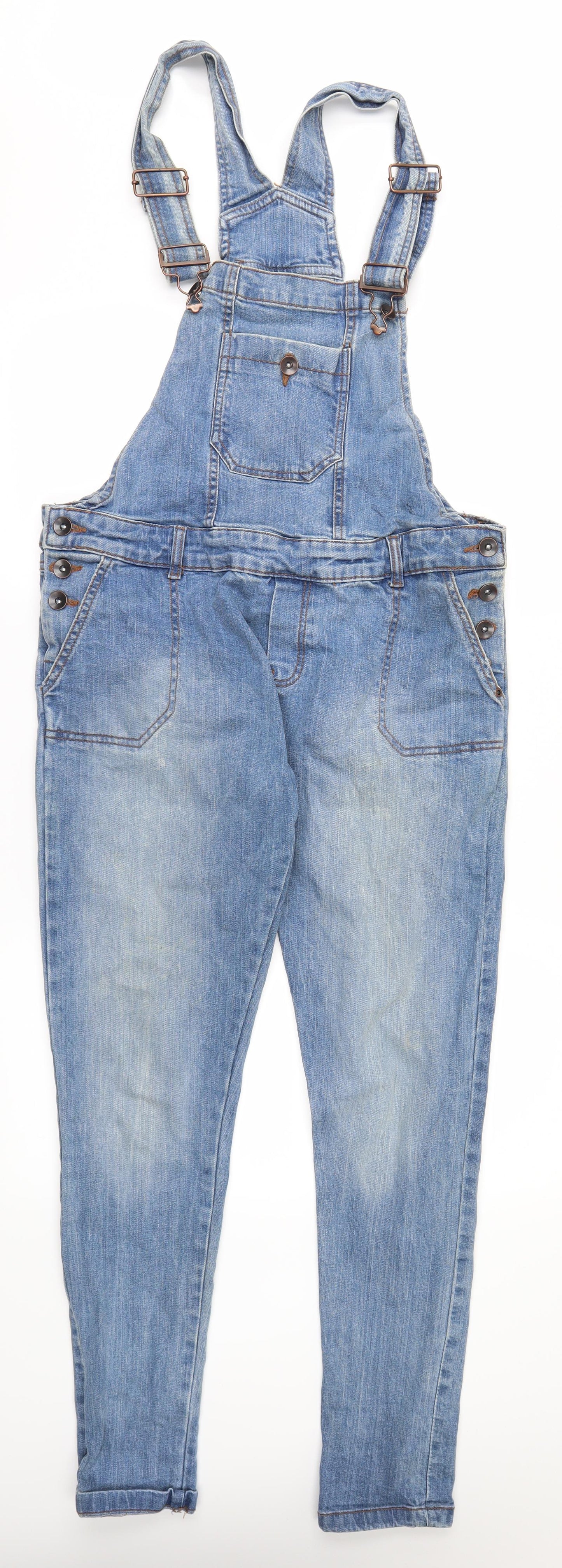 DenimCo Womens Blue  Denim Dungaree One-Piece Size 14 L28 in