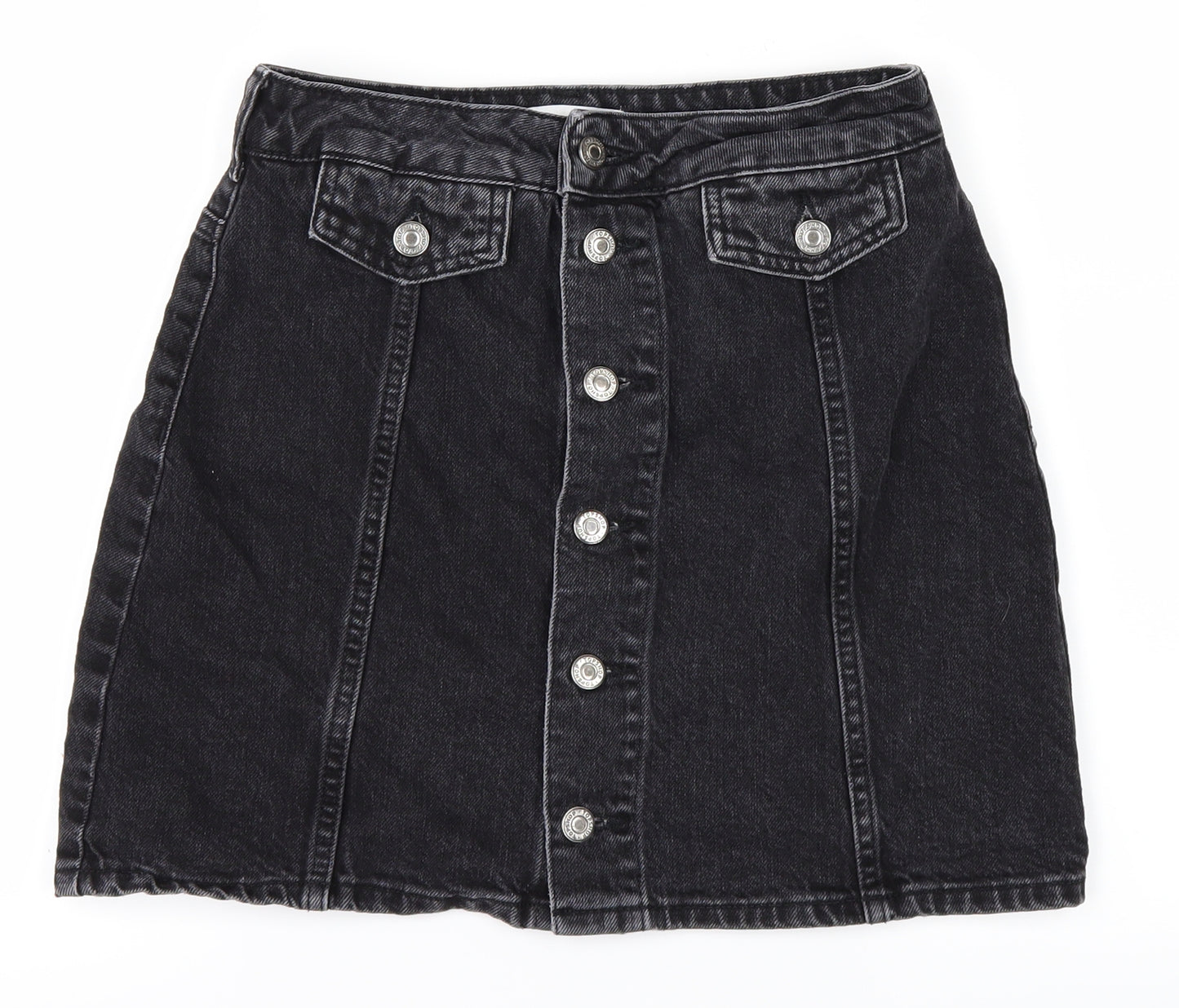 Topshop Womens Black  Denim A-Line Skirt Size 8