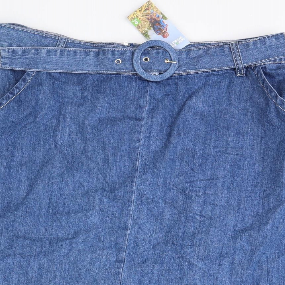 Nutmeg Womens Blue  Denim Flare Skirt Size 18  - belted