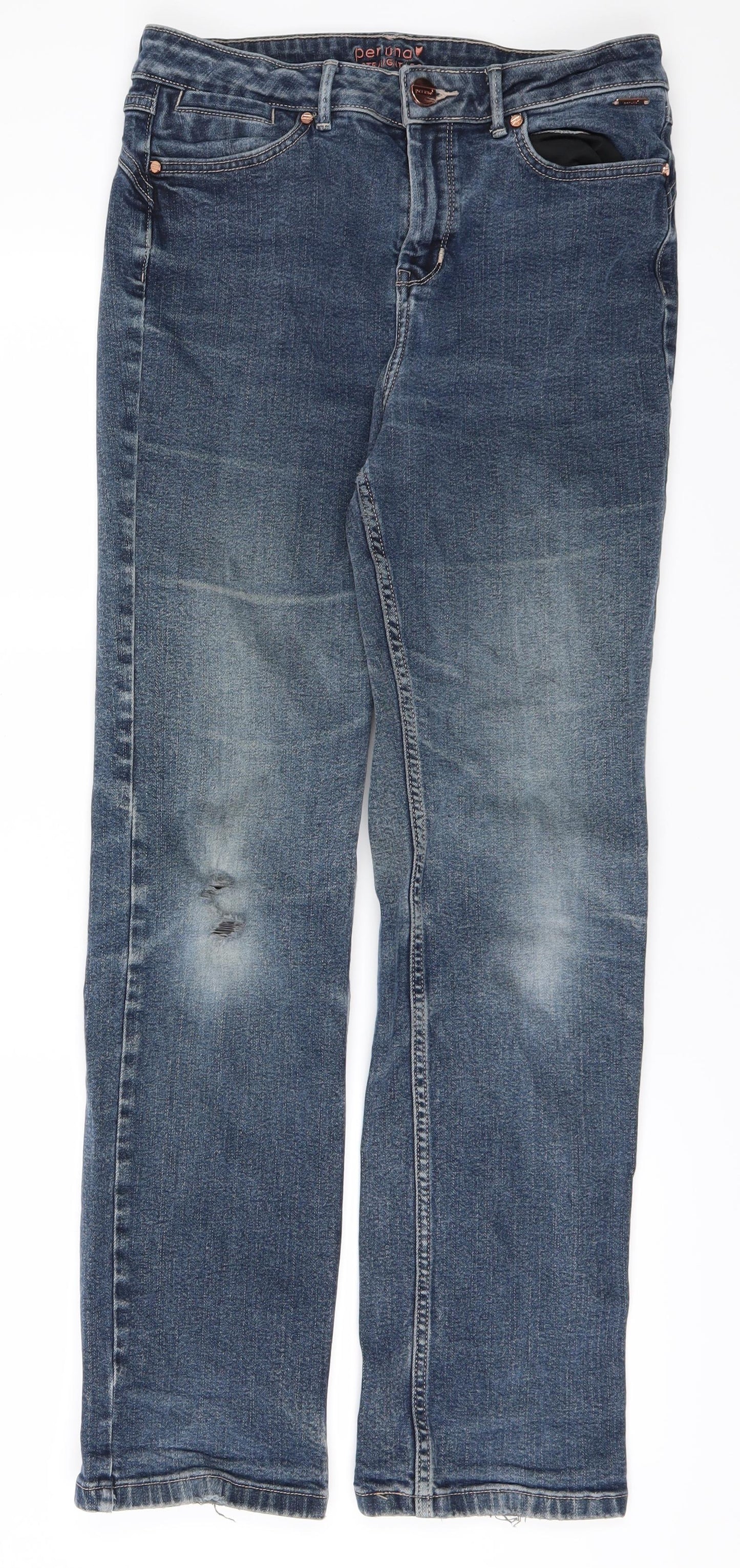 m&s Womens Blue  Denim Straight Jeans Size 12 L28 in