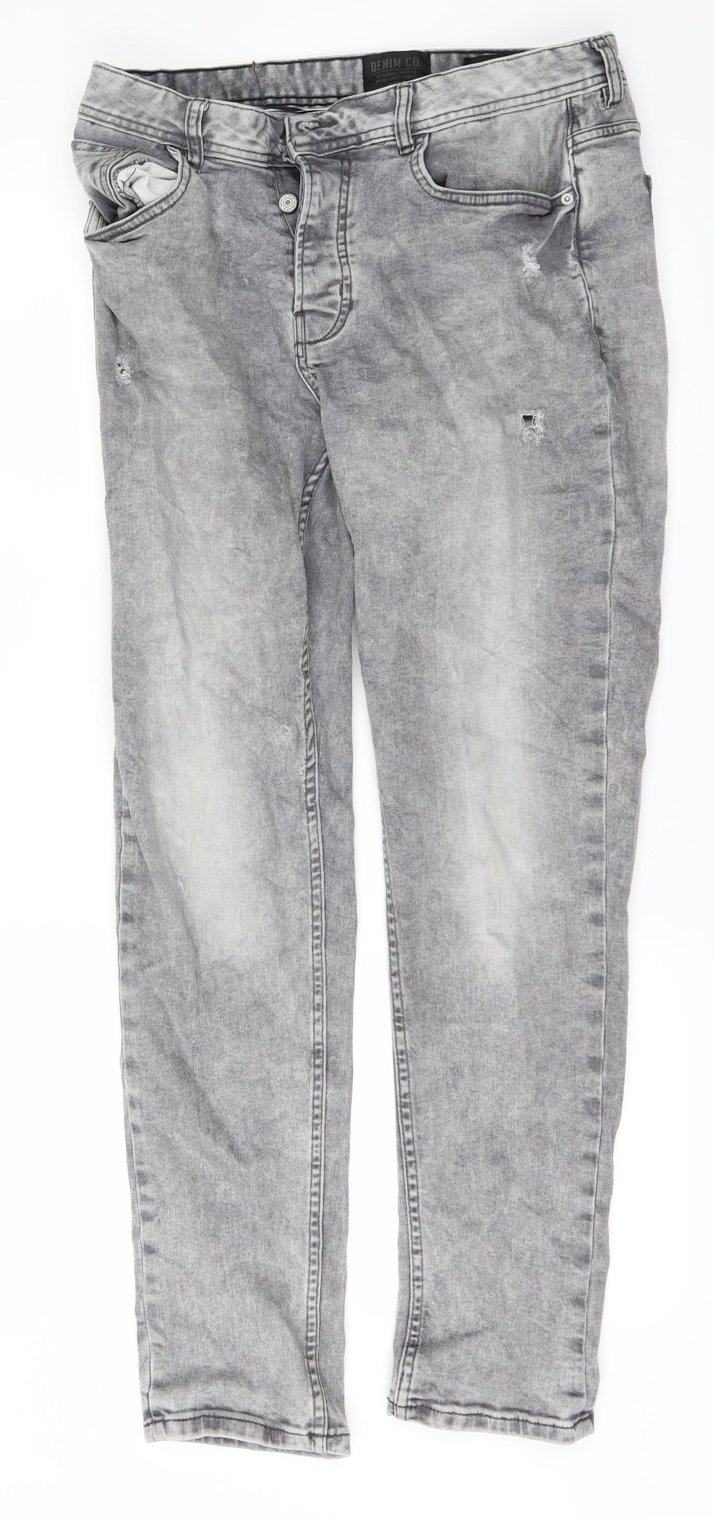 DenimCo Mens Black  Denim Skinny Jeans Size 34 L29 in