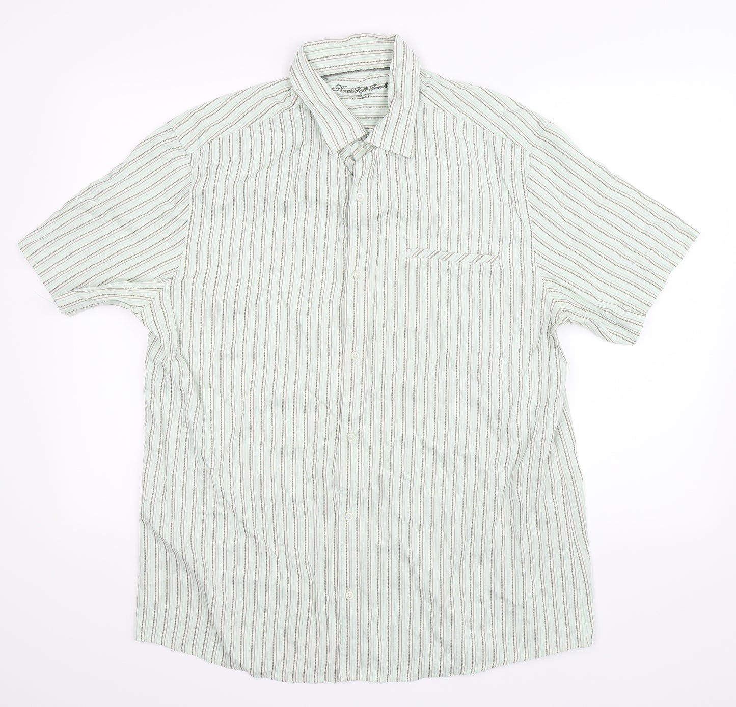 NEXT Mens Green Striped   Button-Up Size XL