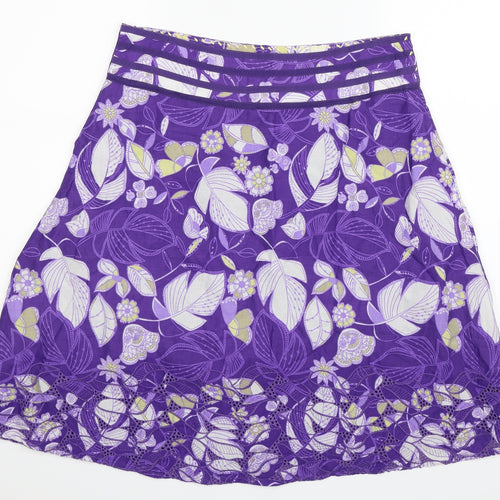 Mantaray Womens Purple Floral  A-Line Skirt Size 12