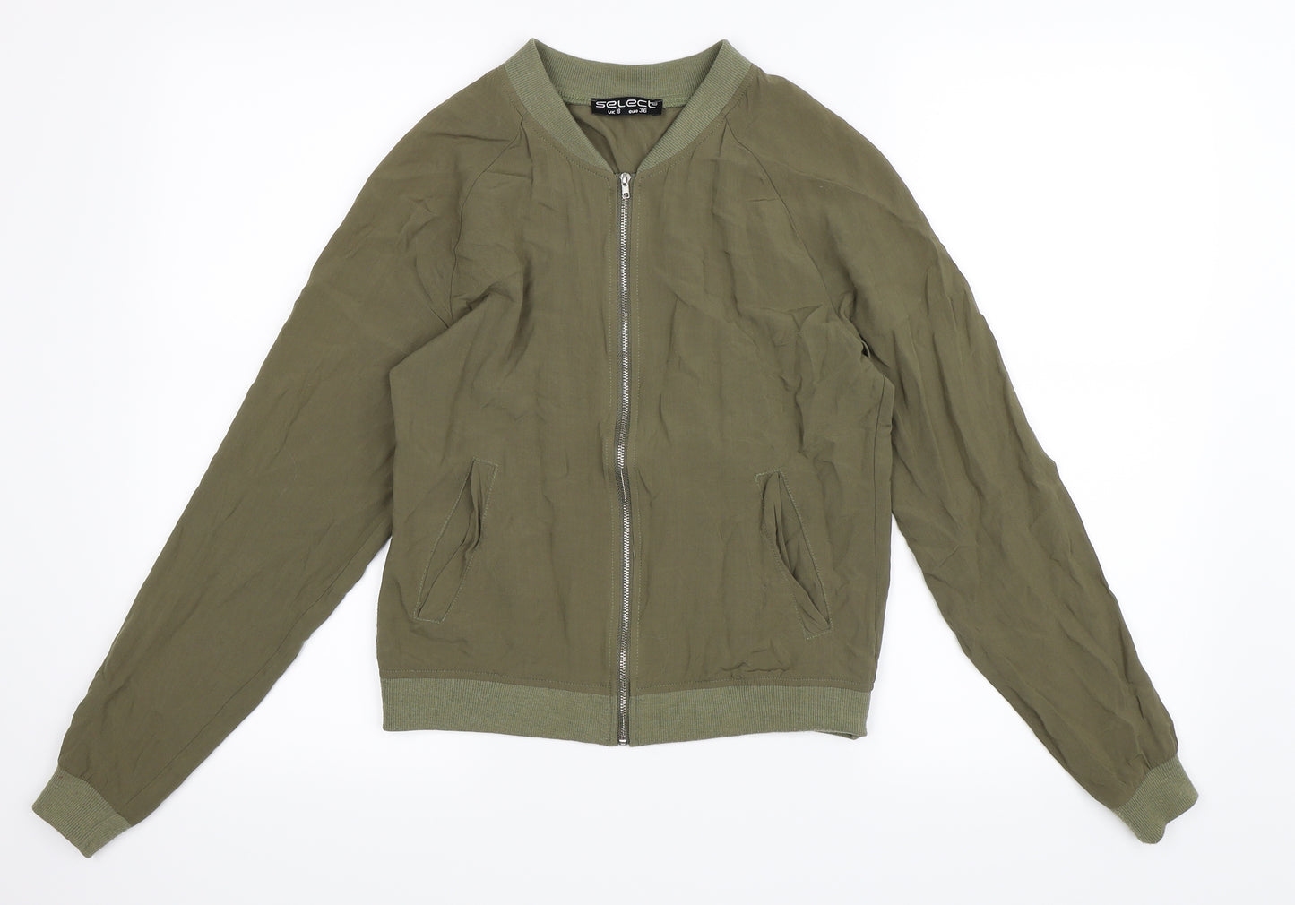 Select Womens Green   Bomber Jacket Jacket Size 8