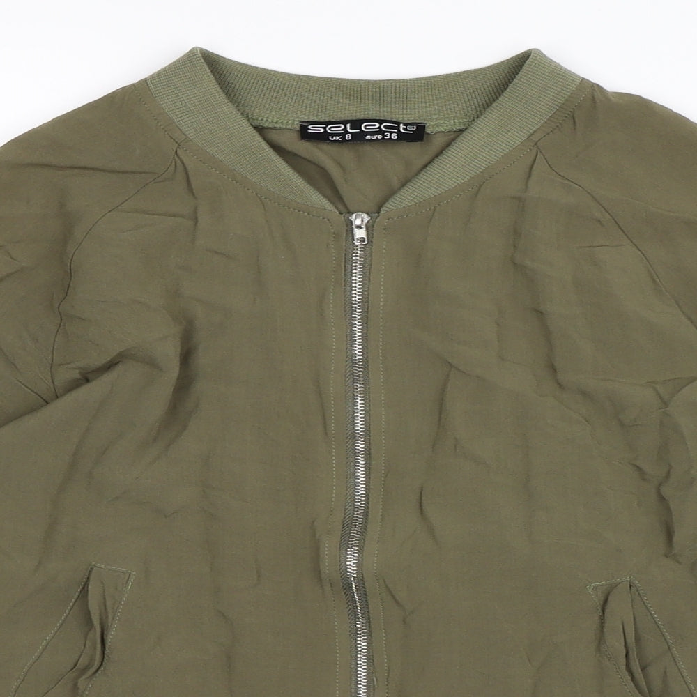 Select Womens Green   Bomber Jacket Jacket Size 8