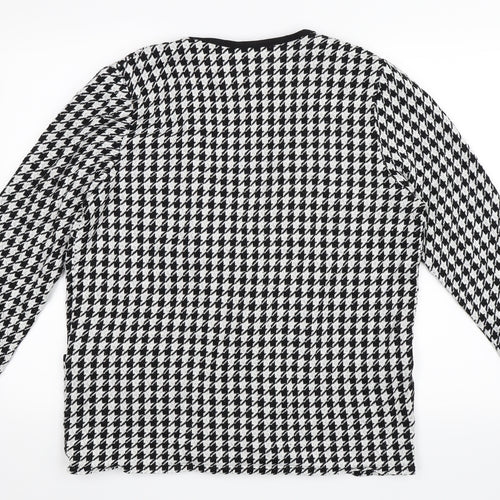 Doreen Lord Womens Black Houndstooth  Jacket Blazer Size 18