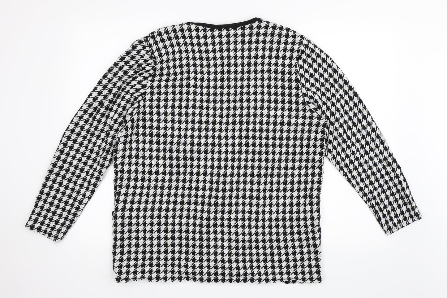 Doreen Lord Womens Black Houndstooth  Jacket Blazer Size 18