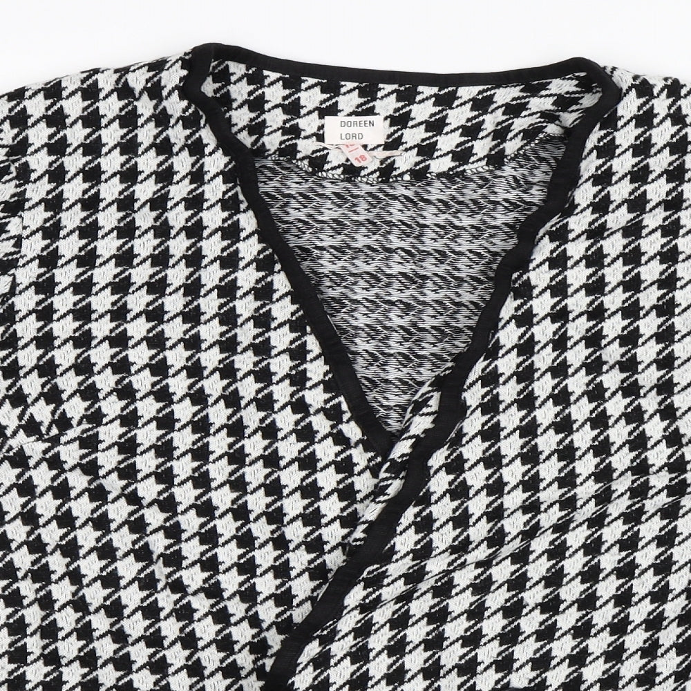 Doreen Lord Womens Black Houndstooth  Jacket Blazer Size 18