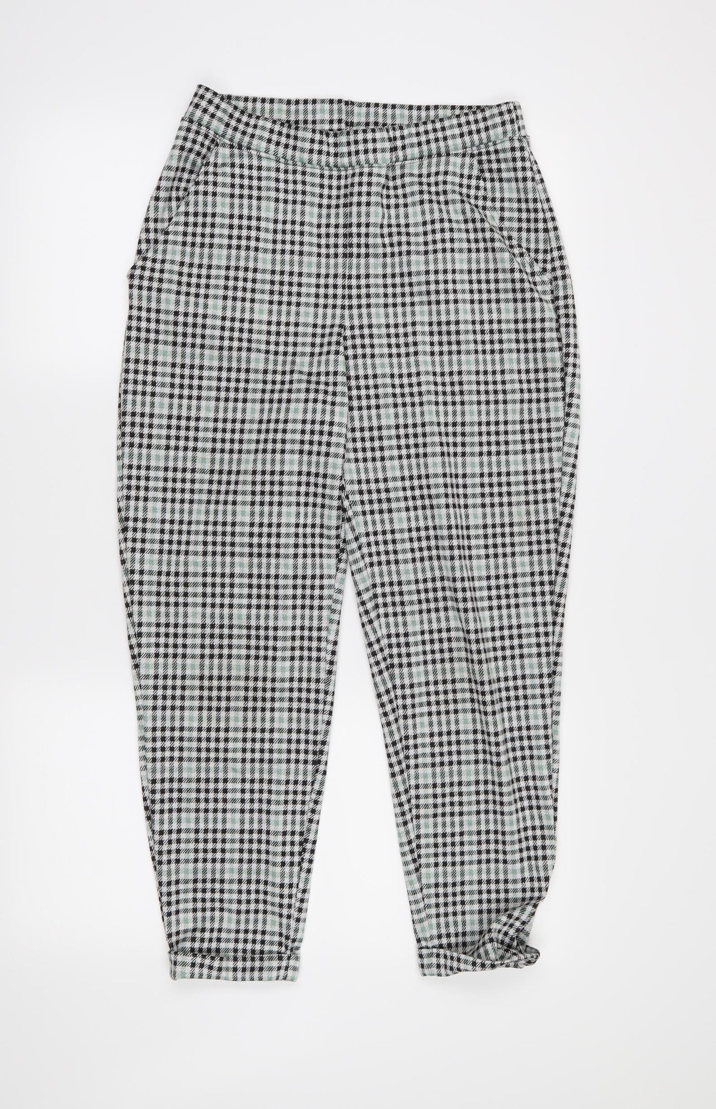 H&M Womens Black Houndstooth  Cropped Trousers Size S L24 in