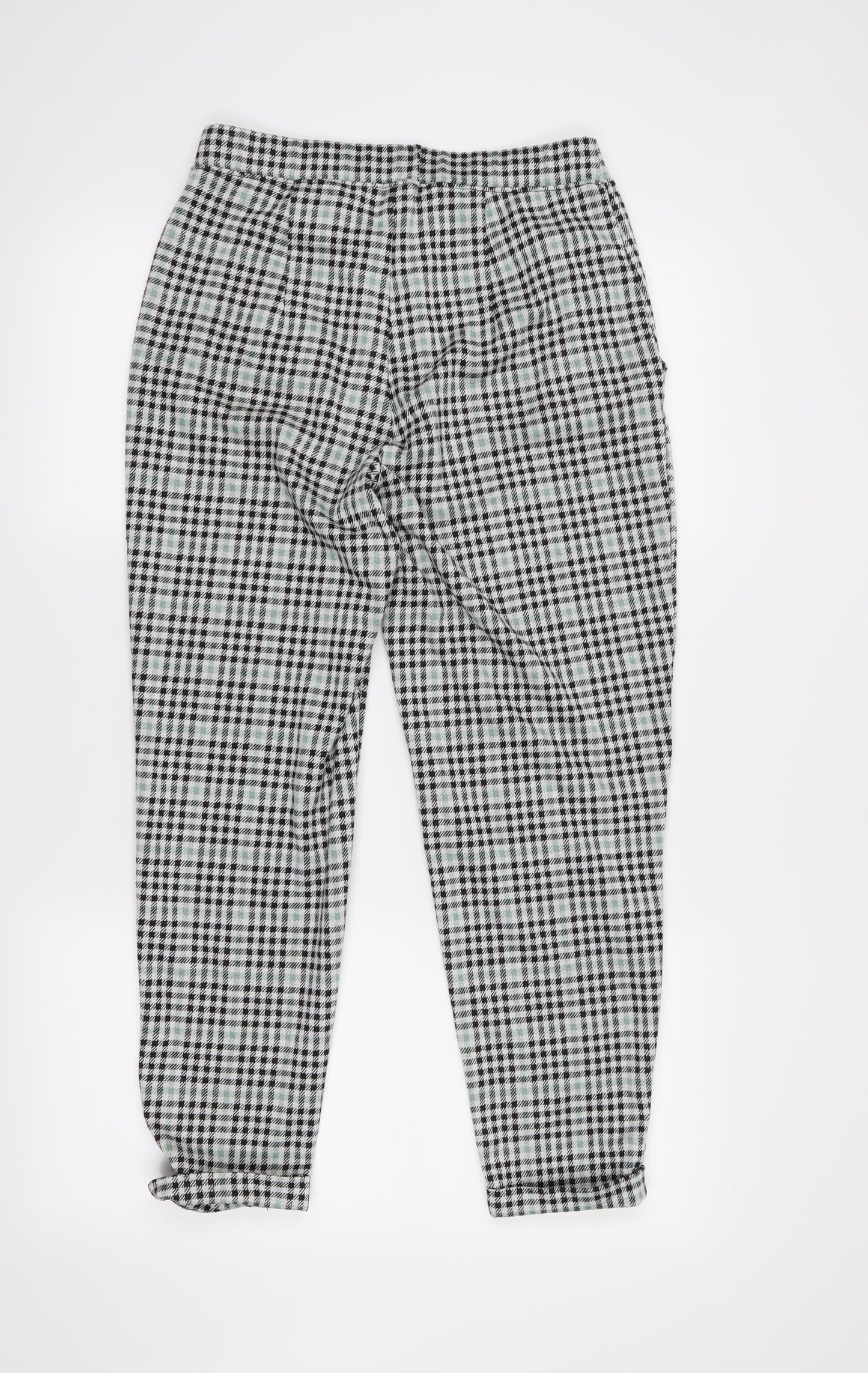 H&M Womens Black Houndstooth  Cropped Trousers Size S L24 in