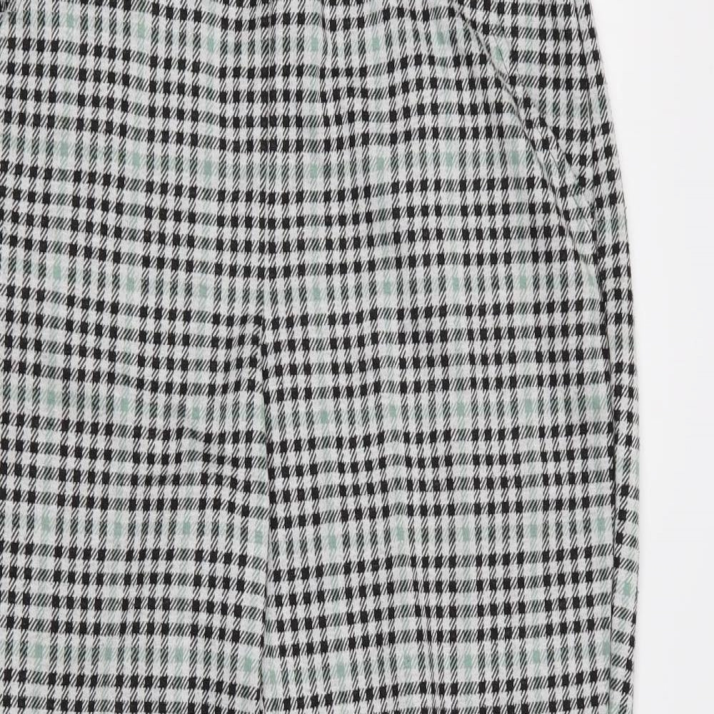 H&M Womens Black Houndstooth  Cropped Trousers Size S L24 in