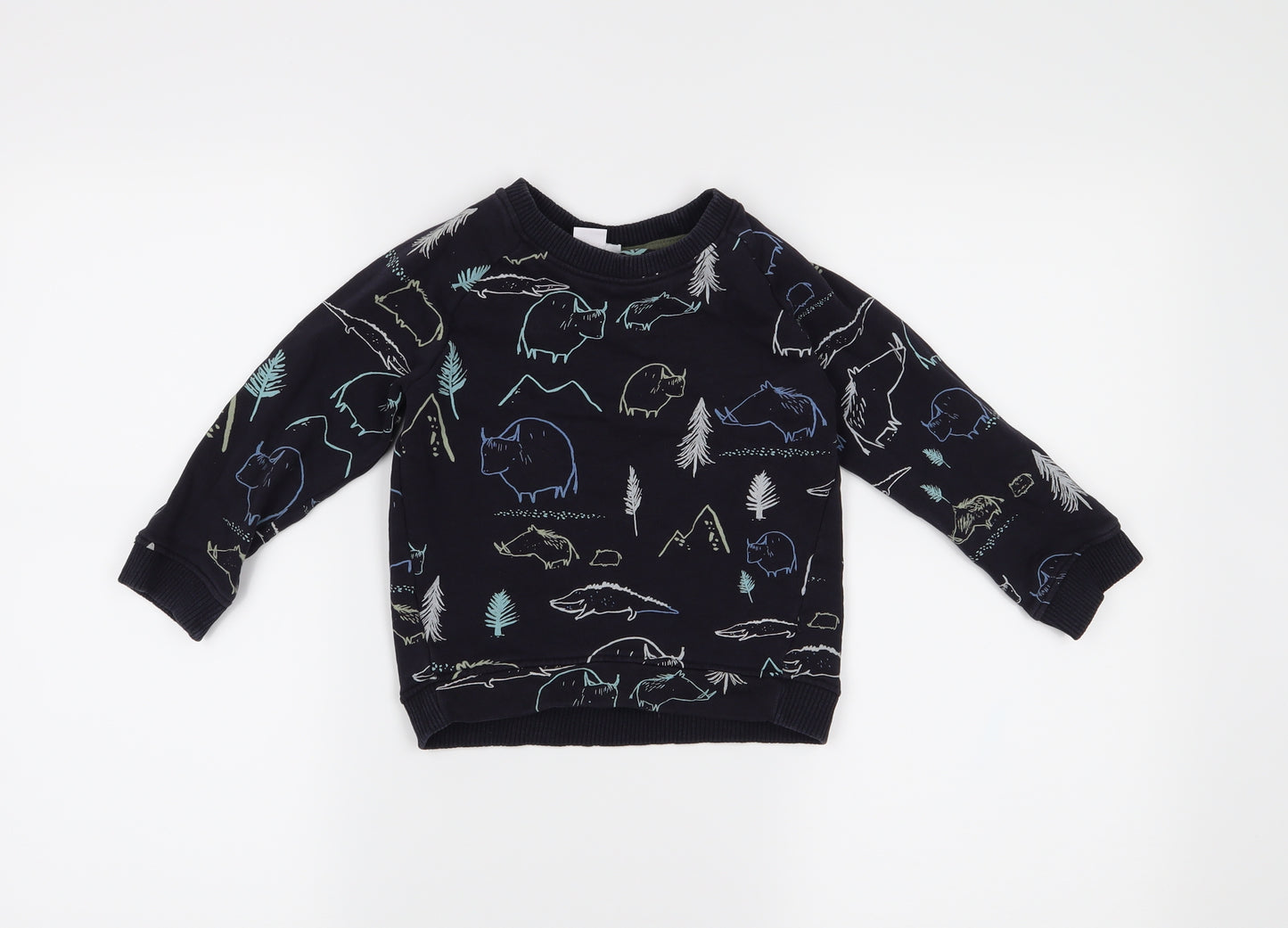 Mini Club Boys Blue Animal Print  Pullover Jumper Size 3-4 Years