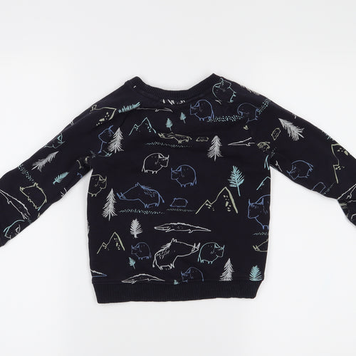 Mini Club Boys Blue Animal Print  Pullover Jumper Size 3-4 Years