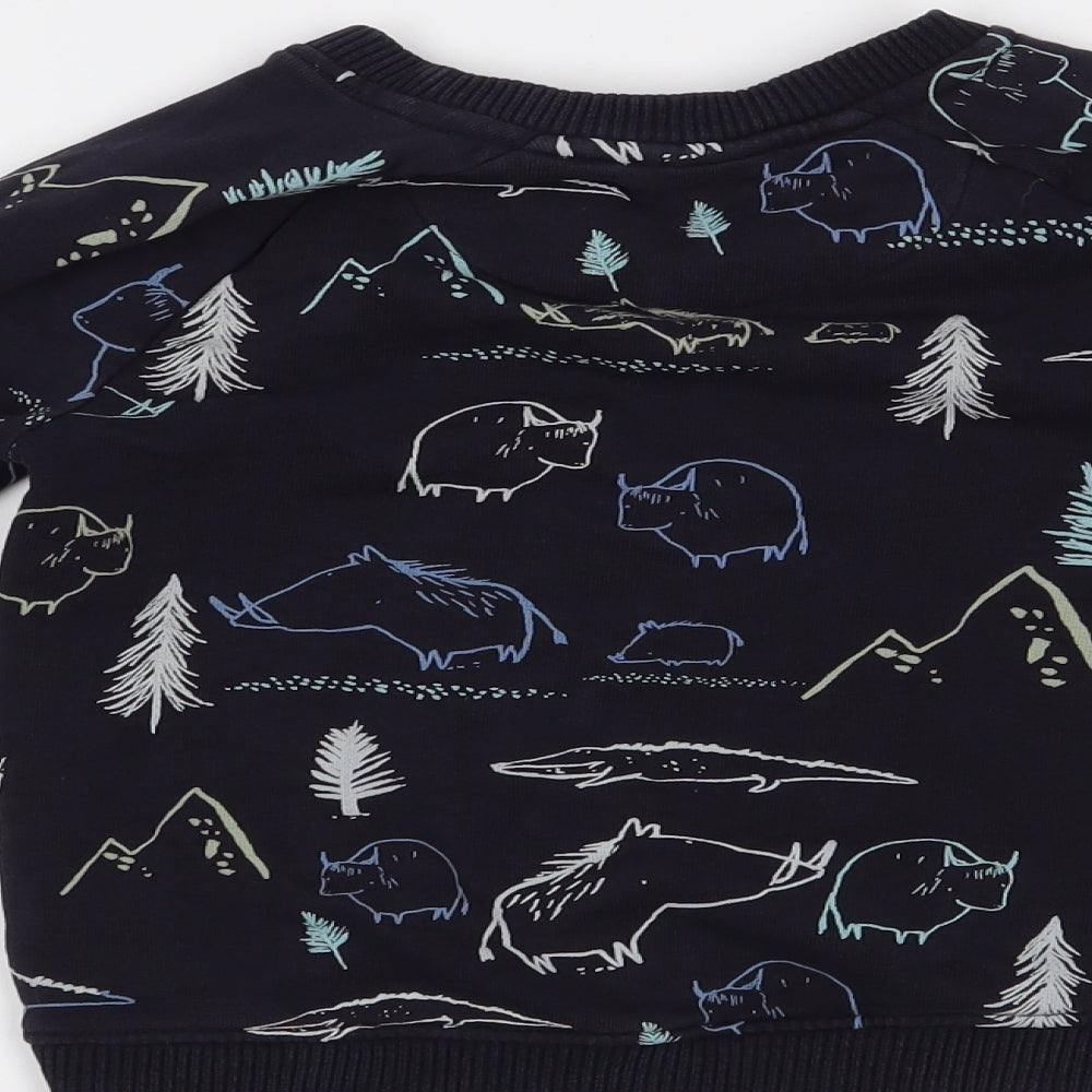 Mini Club Boys Blue Animal Print  Pullover Jumper Size 3-4 Years