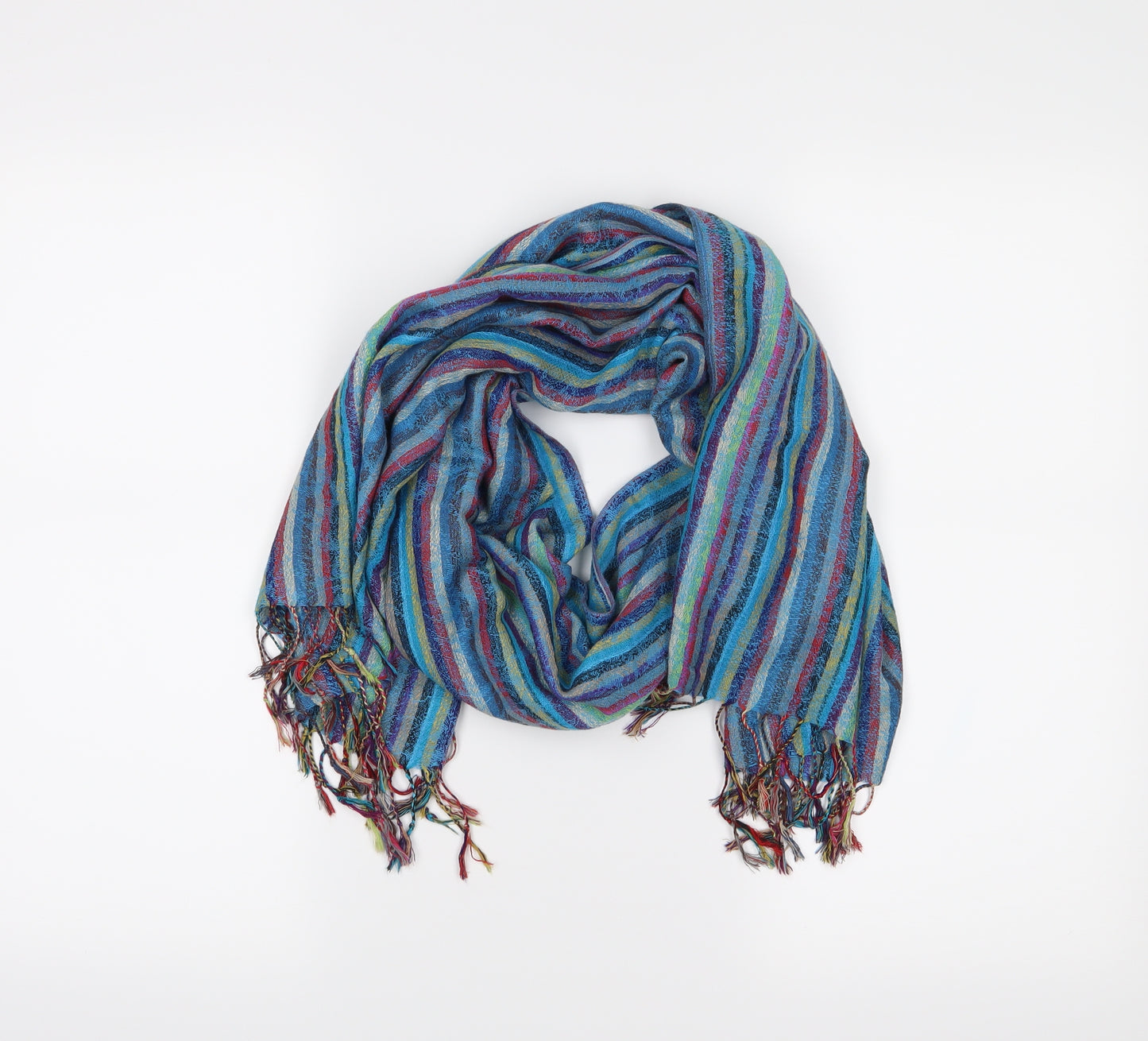 Preworn Womens Blue Striped   Scarf