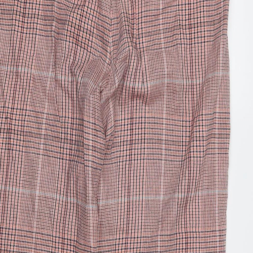 M&S Womens Pink Check  Cropped Trousers Size 14 L25 in
