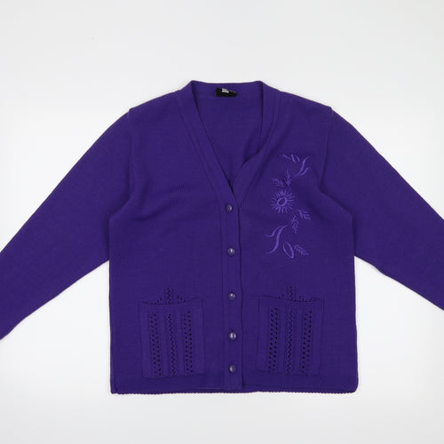 Florida Collection Womens Purple   Cardigan Jumper Size M