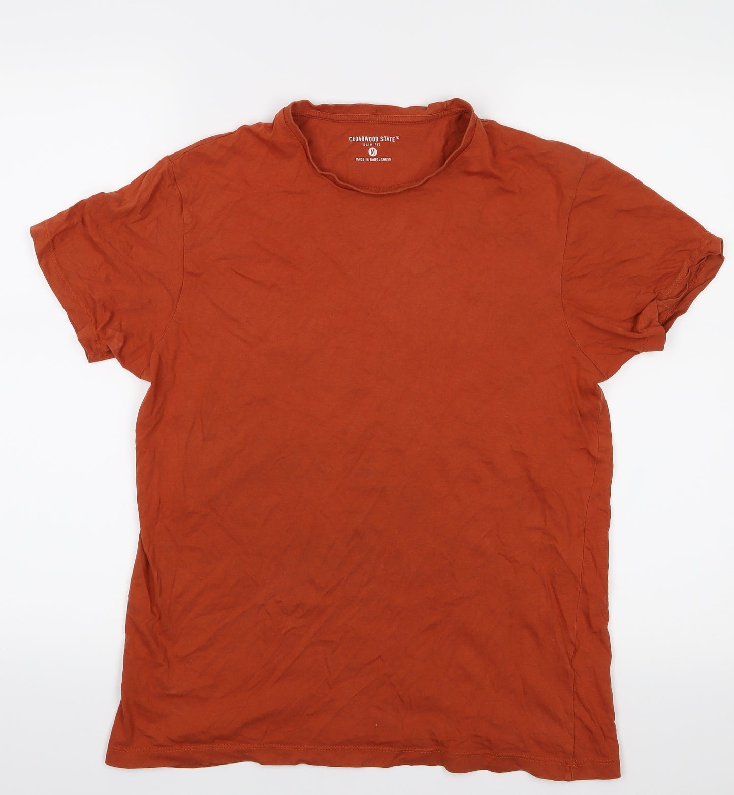 Cedar Wood State Mens Orange    T-Shirt Size M