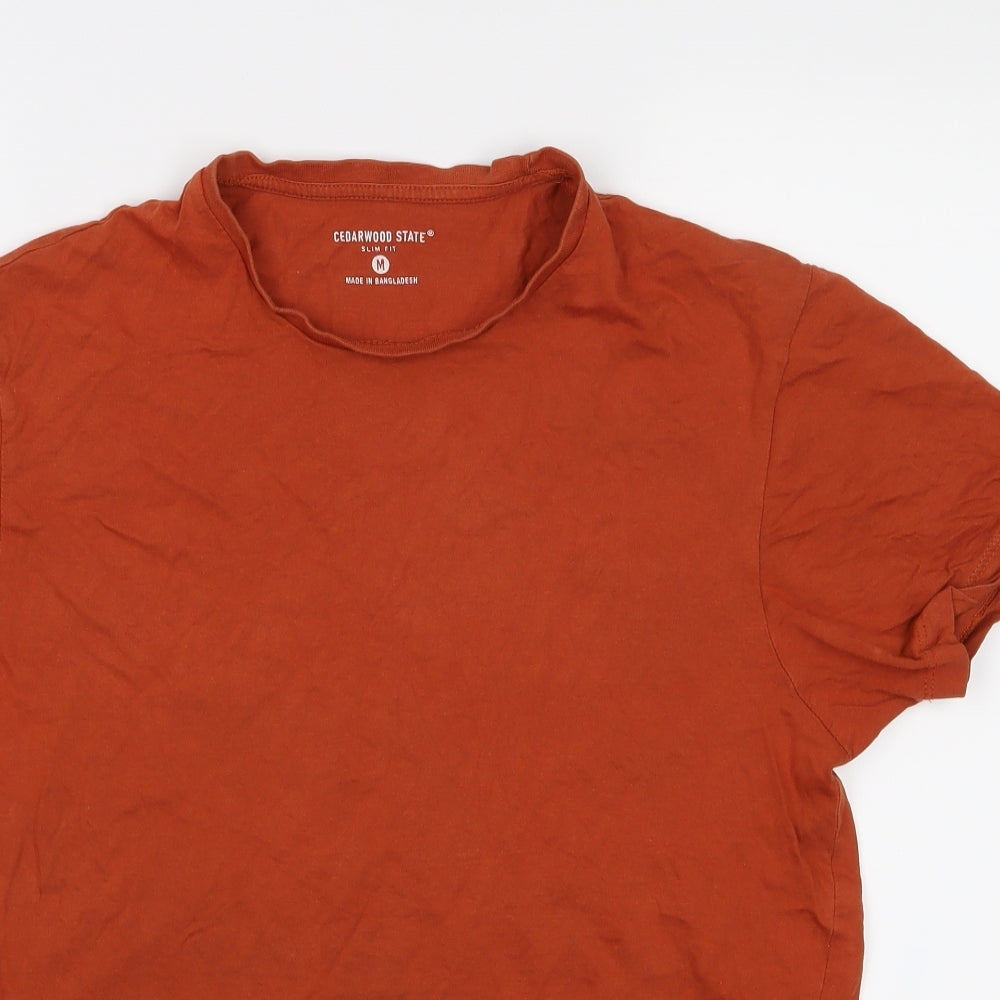 Cedar Wood State Mens Orange    T-Shirt Size M