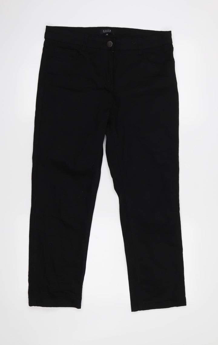Soon Womens Black Straight Jeans Size 12 L24 in