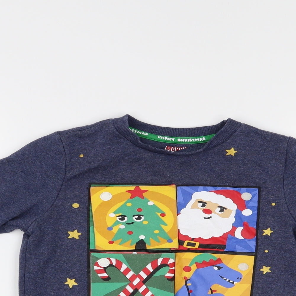 F&F Boys Blue   Pullover Jumper Size 4-5 Years  - Christmas