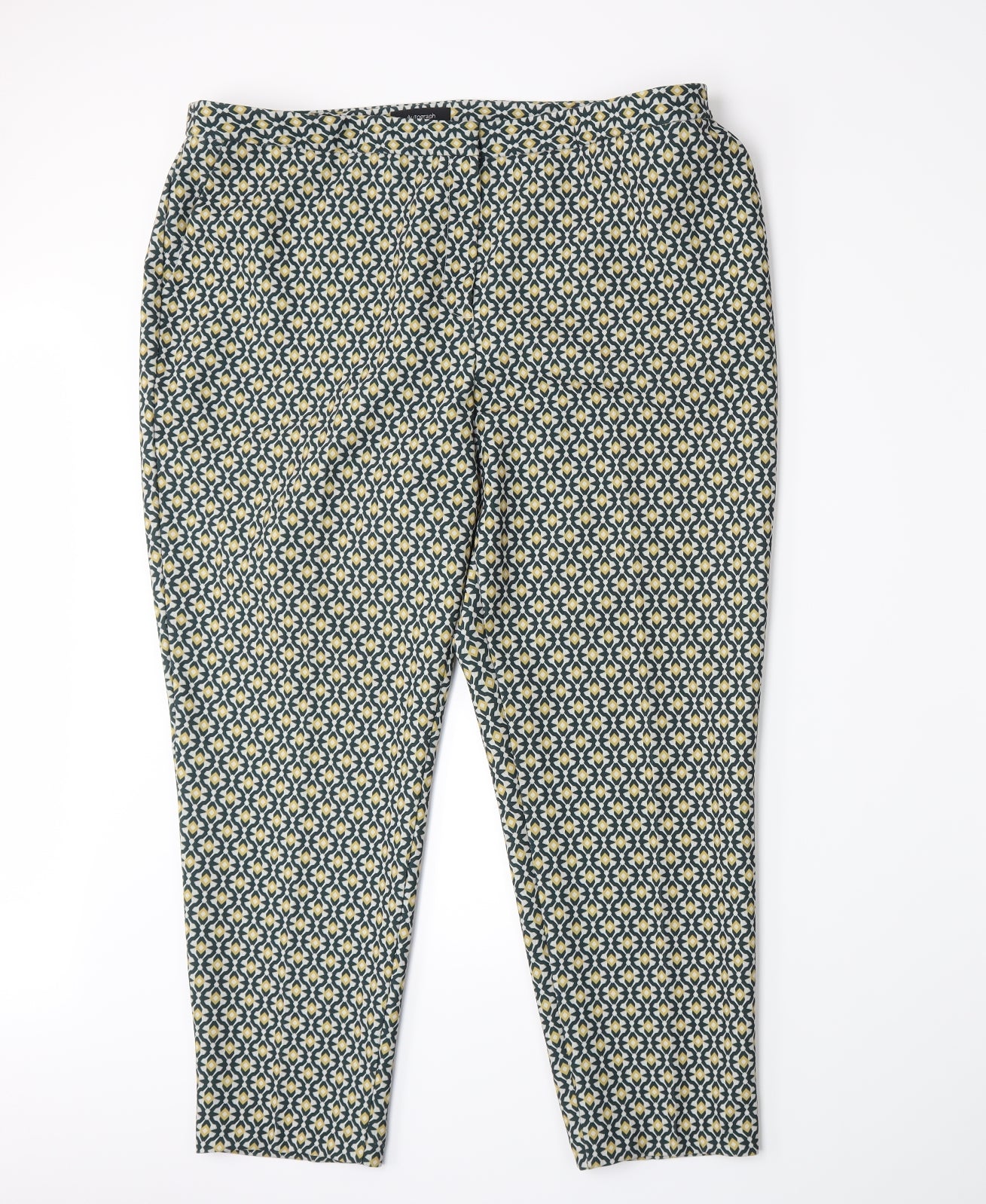 Autograph Womens Green Geometric  Trousers  Size 18 L26 in