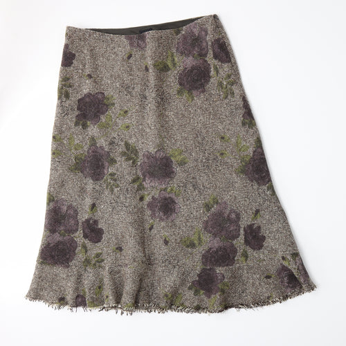 Hobbs Womens Beige Floral  Flare Skirt Size 16