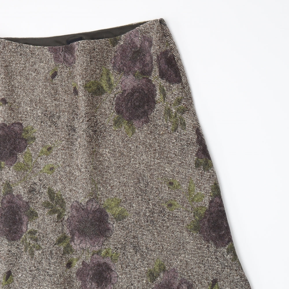 Hobbs Womens Beige Floral  Flare Skirt Size 16