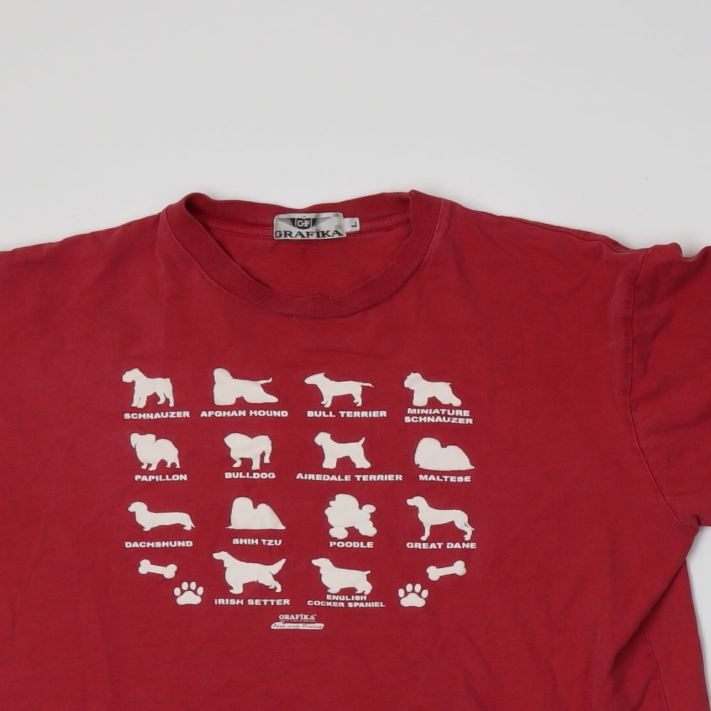 Grafika Mens Red  Jersey  T-Shirt Size L