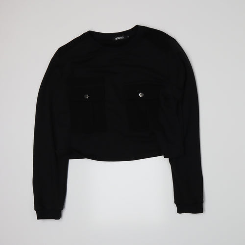Missguided Womens Black  Jersey Pullover Sweatshirt Size 12