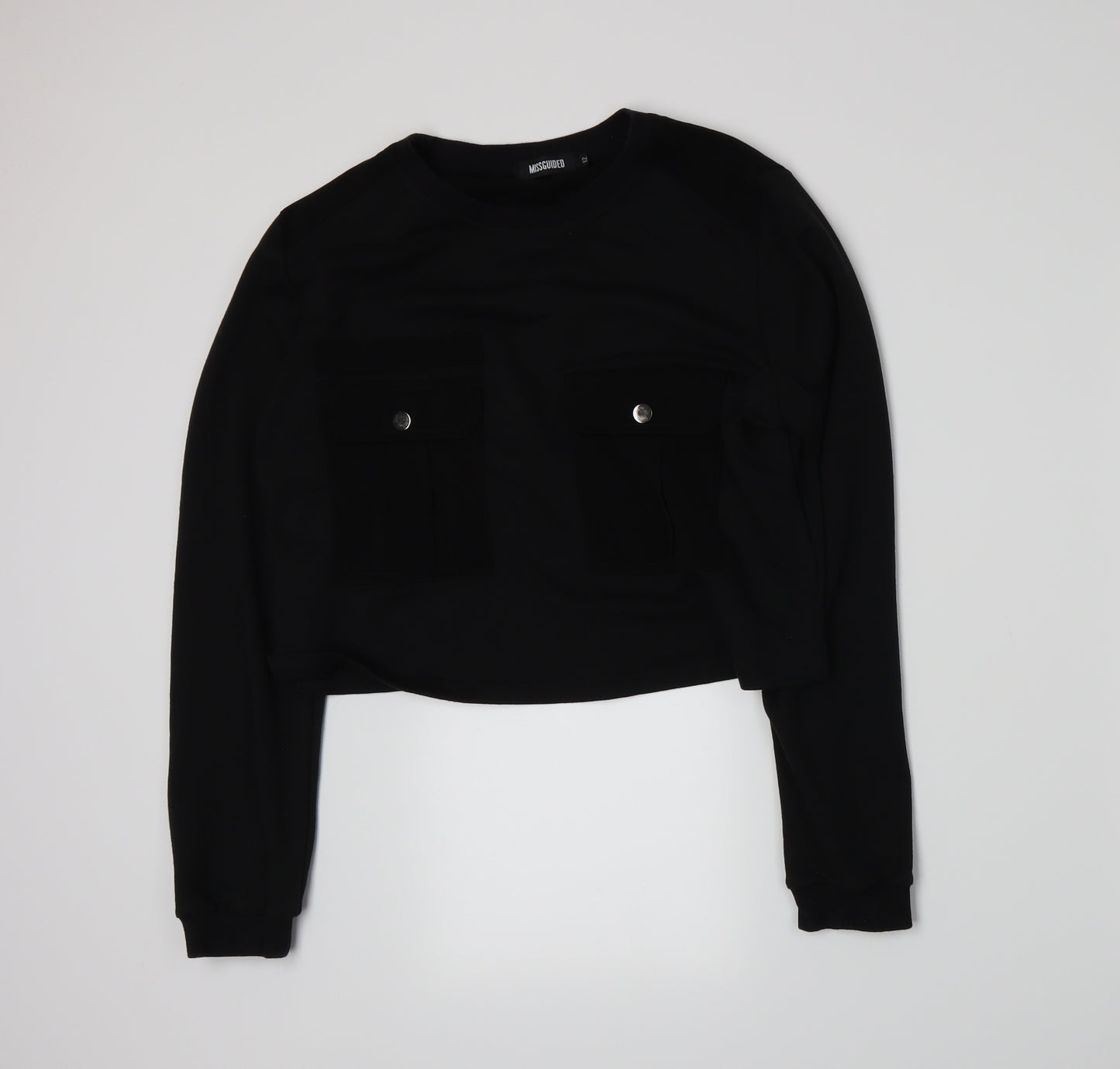 Missguided Womens Black  Jersey Pullover Sweatshirt Size 12