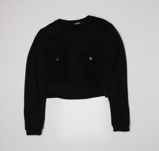 Missguided Womens Black  Jersey Pullover Sweatshirt Size 12