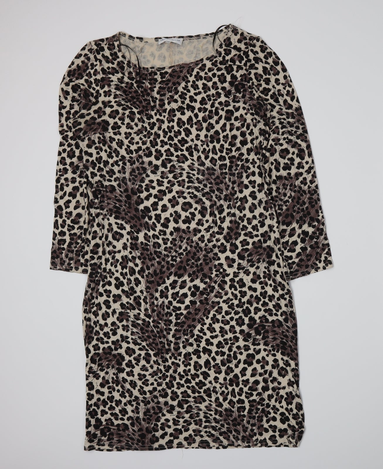 Gray & Osbourn Womens Beige Animal Print  A-Line  Size 14