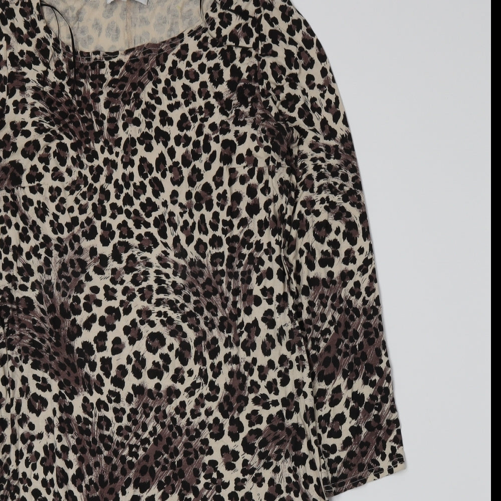 Gray & Osbourn Womens Beige Animal Print  A-Line  Size 14