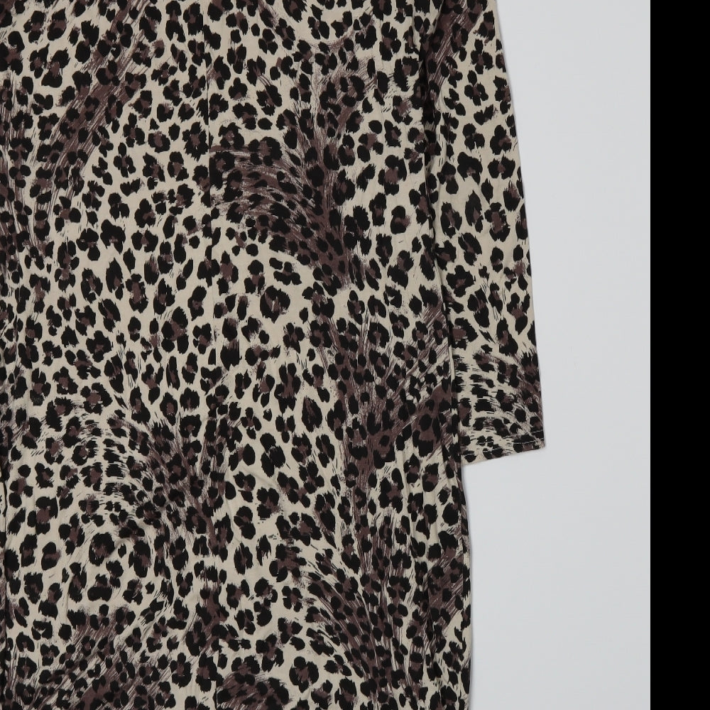 Gray & Osbourn Womens Beige Animal Print  A-Line  Size 14