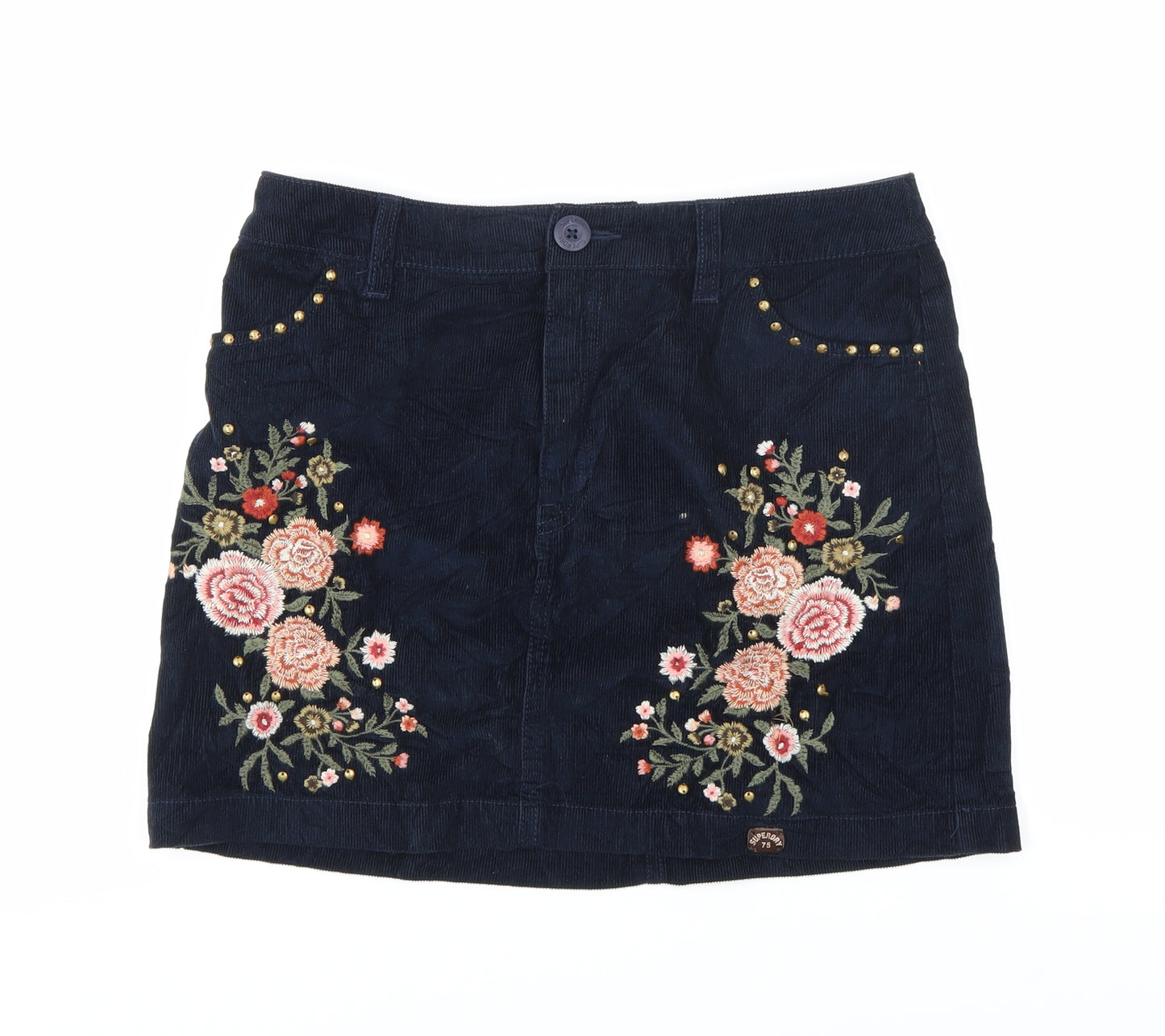Superdry Womens Blue Floral Corduroy Mini Skirt Size 8