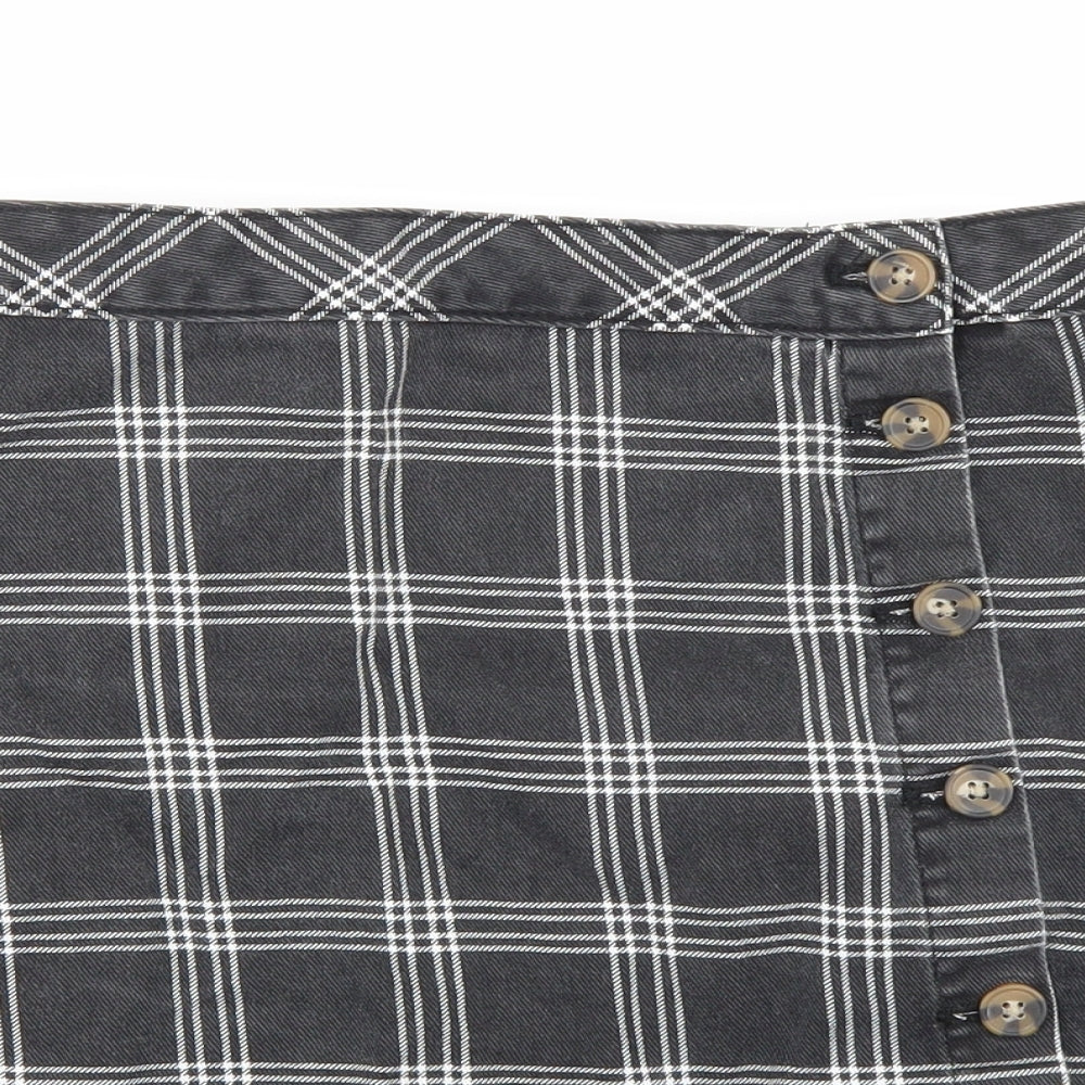 H&M Womens Black Check Denim Mini Skirt Size 10