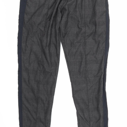 Pievu Mens Grey Check  Trousers  Size L L28 in