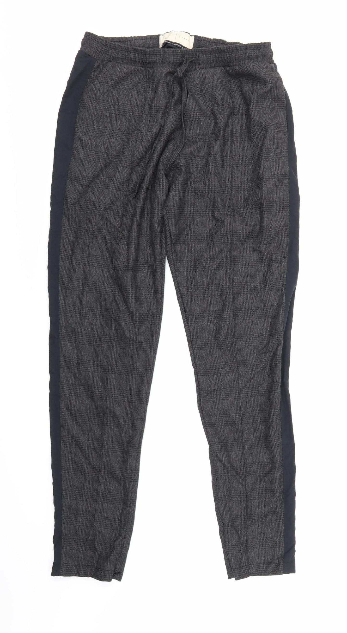 Pievu Mens Grey Check  Trousers  Size L L28 in