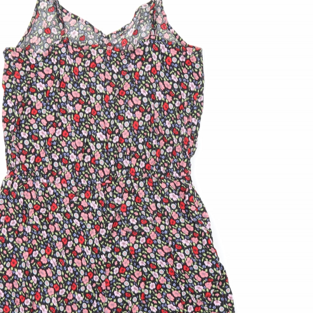H&M Womens Black Floral  Playsuit One-Piece Size 10