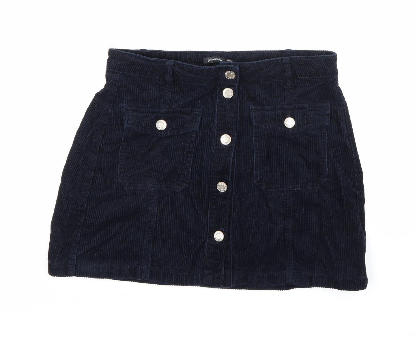 Stradivarius Womens Blue  Corduroy Mini Skirt Size 12