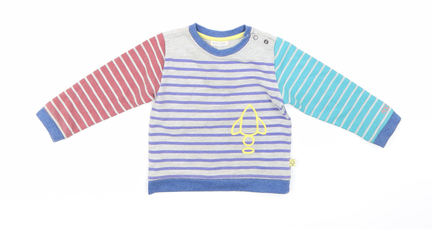 Angel & Rocket Boys Grey Striped  Pullover Sweatshirt Size 2-3 Years