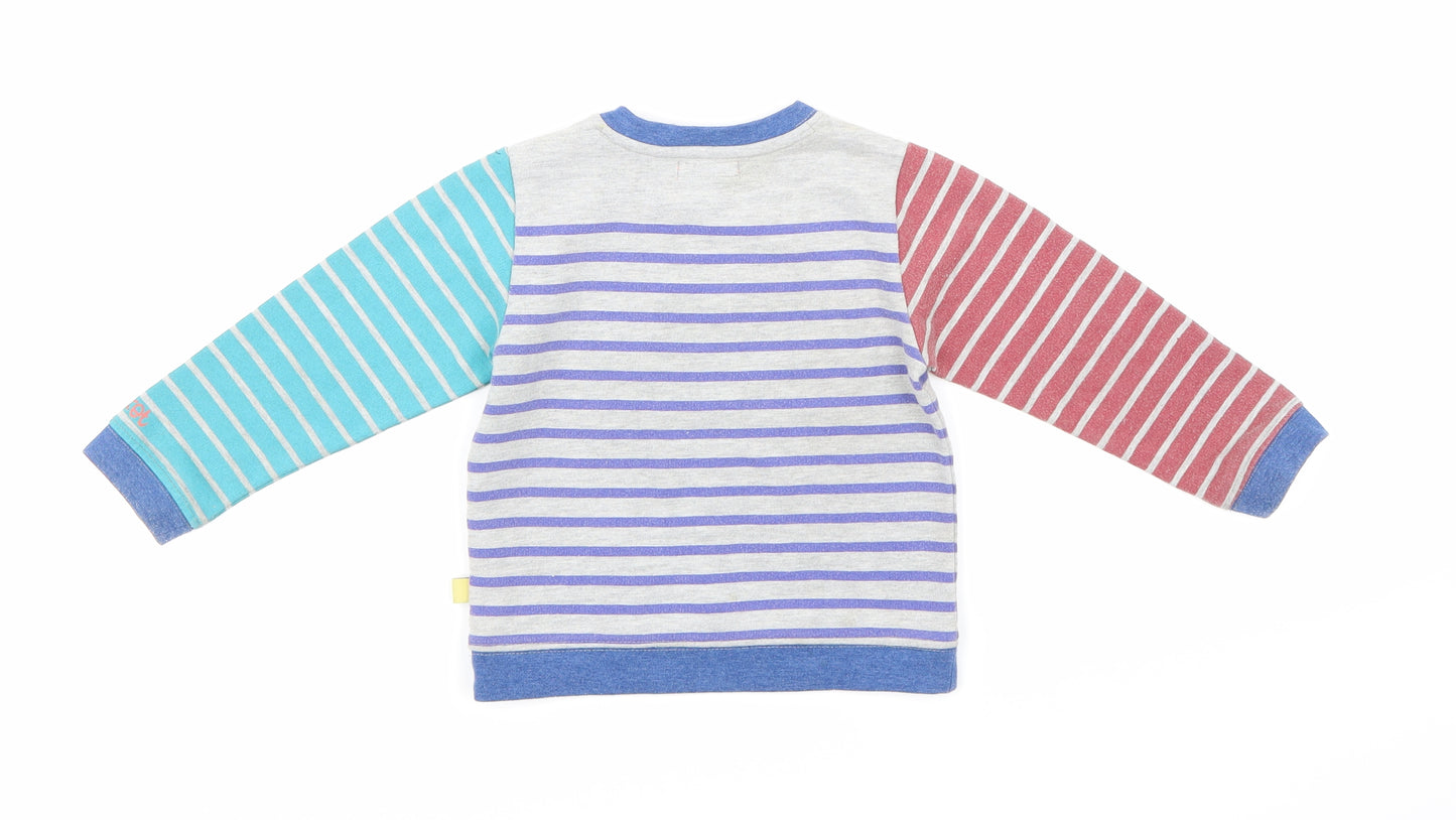 Angel & Rocket Boys Grey Striped  Pullover Sweatshirt Size 2-3 Years