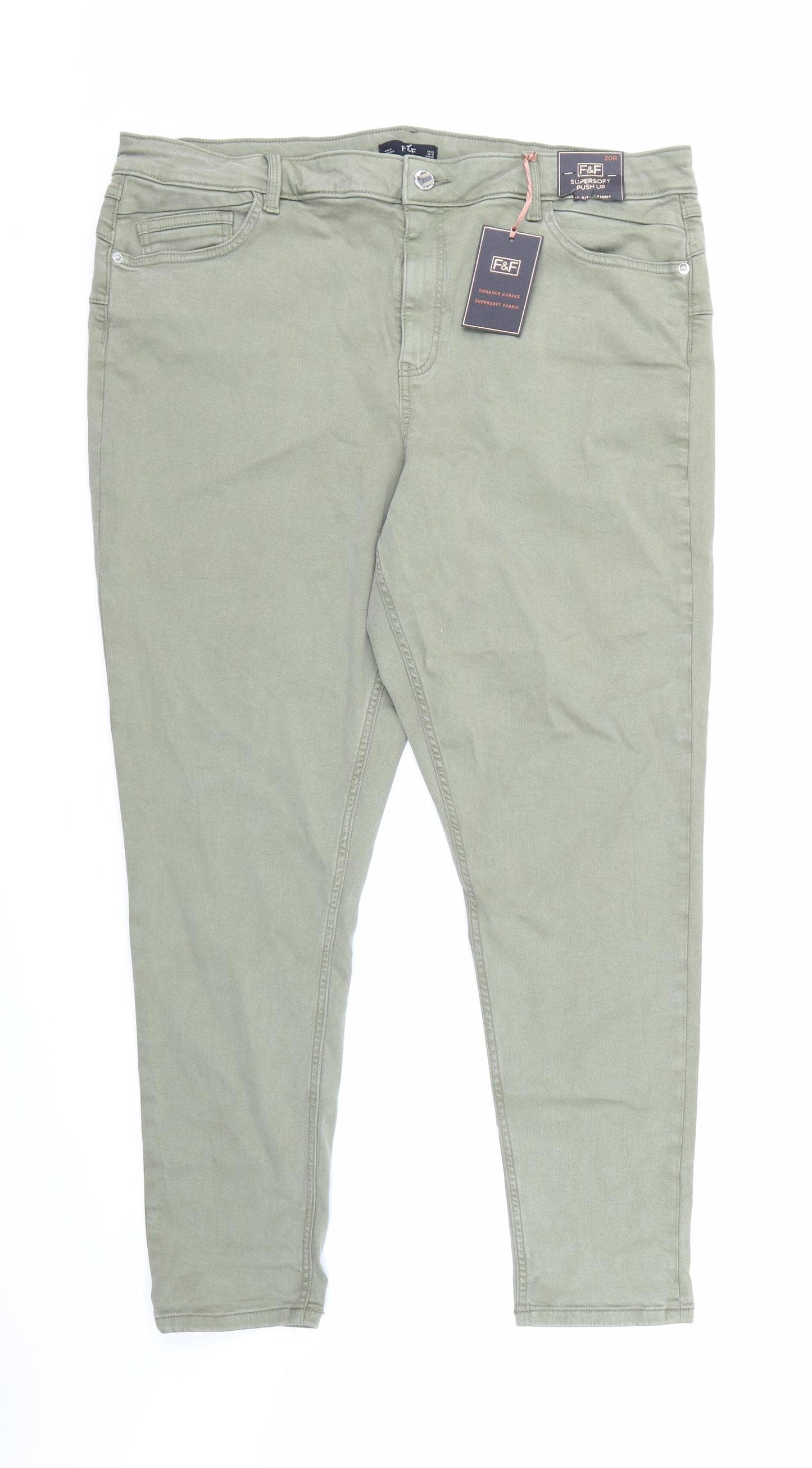 F&F Womens Green  Denim Skinny Jeans Size 20 L26 in