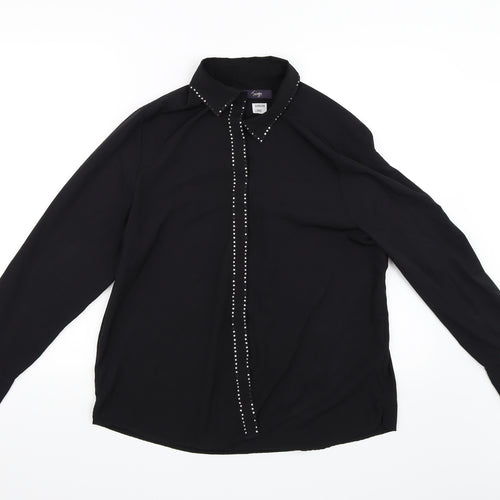 TWIGGY Womens Black   Basic Button-Up Size 14