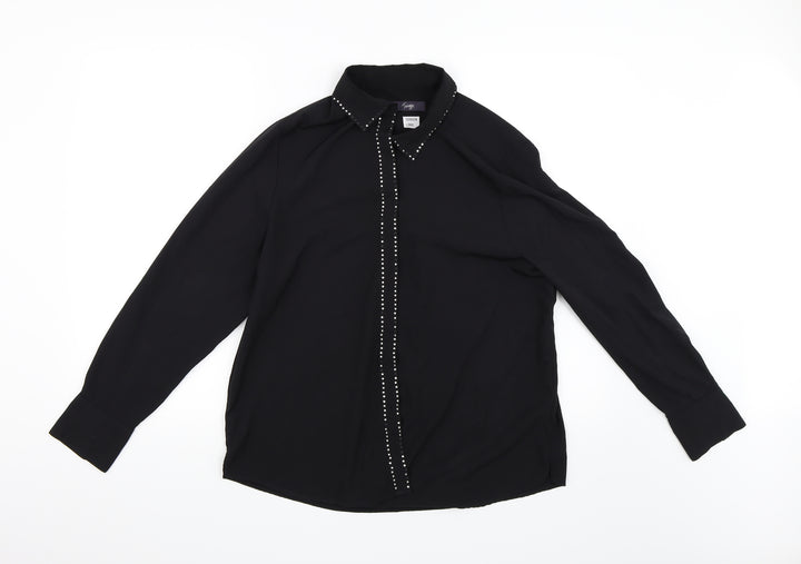 TWIGGY Womens Black Basic Button-Up Size 14