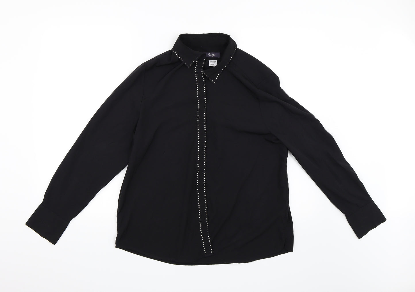 TWIGGY Womens Black   Basic Button-Up Size 14