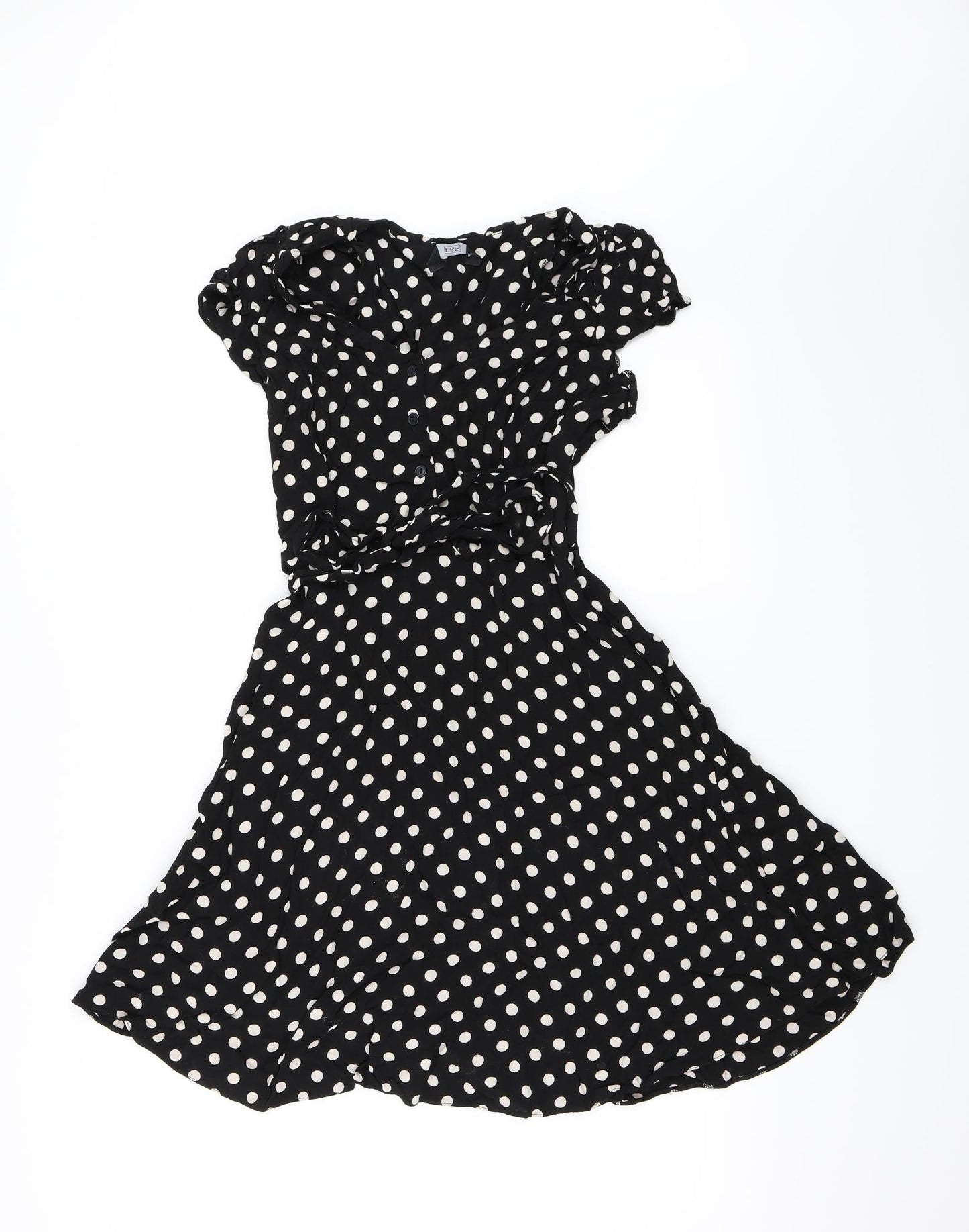 F&F Womens Black Polka Dot  Skater Dress  Size 12