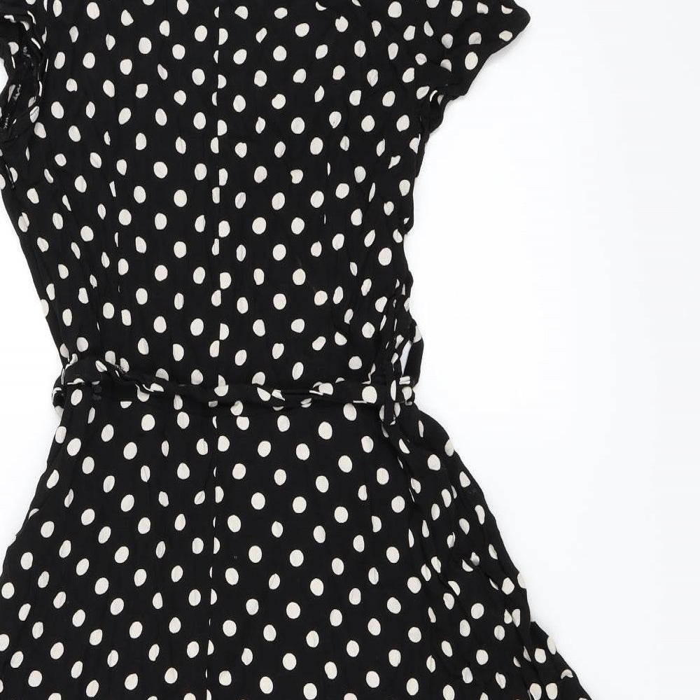 F&F Womens Black Polka Dot  Skater Dress  Size 12